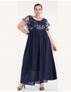 Vestido Largo Blonda Combinada Laudi Moda